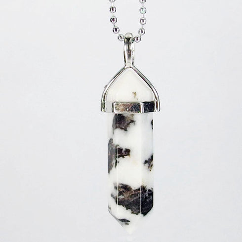 White Zebra Jasper Gemstone Pendant Necklace
